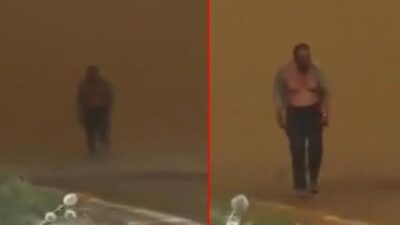 Canlı yayında dikkat çeken anlar! Bir anda alevlerin içinden çıktı…