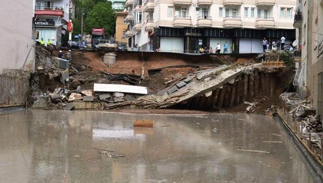 Ankara’da inşaatın istinat duvarı çöktü Ankara’da inşaatın istinat duvarı çöktü