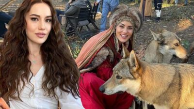 Fahriye Evcen’den set pozu: Akça ve kurtları