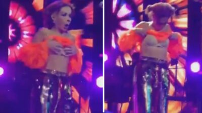 Sahnede talihsizlik! Kıyafetini azizliğine uğrayınca iç çamaşırı göründü