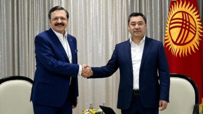 Kırgızistan Cumhurbaşkanı Caparov, Hisarcıklıoğlu’nu kabul etti