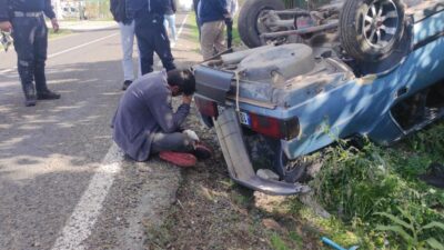 Bursa’da feci kaza! Aracının başında gözyaşı döktü