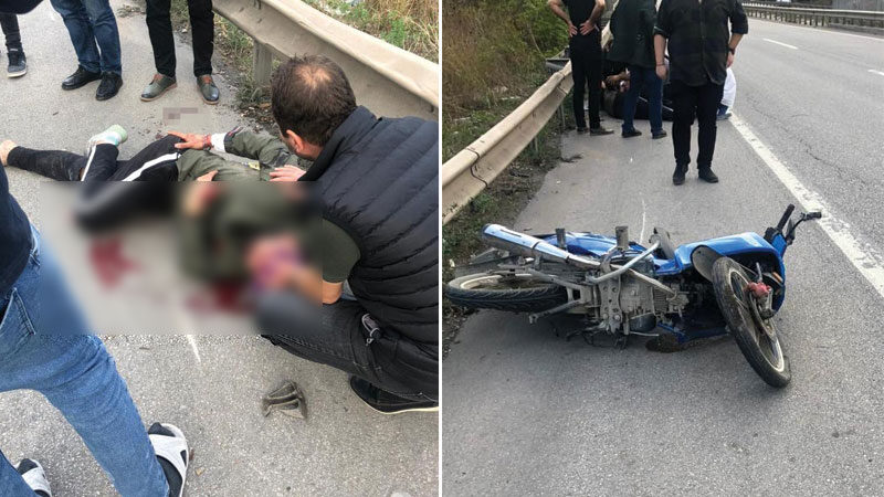 Bursa’da feci kaza! Kanlar içerisinde yerde kaldı Bursa’da motosikletiyle kaza yapıp yaralanan sürücüye ilk müdahaleyi yoldan geçen