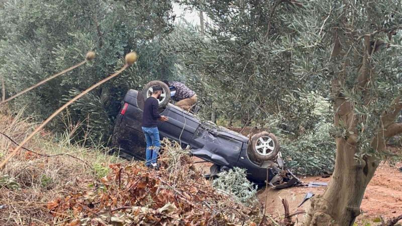 Bursa’da mucize kurtuluş! Bursa’nın İznik ilçesinde sulama kanalına uçarak takla atan otomobilin sürücüsü