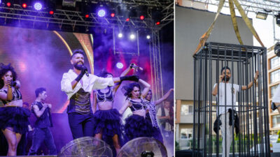 Bursa’da sahneye vinçle indi, şansı döndü