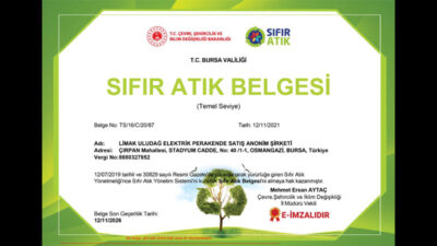 Limak Enerji Uludağ Elektrik ‘Sıfır Atık Belgesi’ almaya hak kazandı