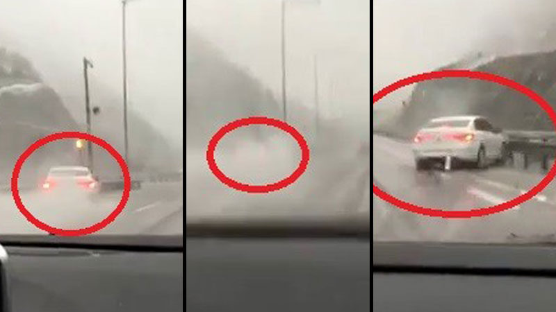 Bursa otobanında feci kaza Bursa-İstanbul Otoyolu'nda meydana gelen kazada hızla bariyerlere çarpan araç savrulurken,