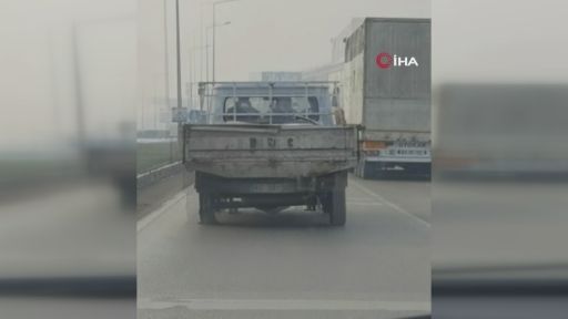 Görüntüler Bursa’dan… Patlak lastikle kilometrelerce gitti