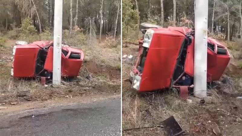 Bursa’da yağış sebebiyle kontrolden çıkan otomobil taklalar attıktan sonra elektrik