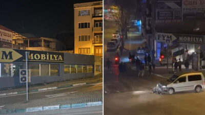 Bursa’da servis minibüsü mobilya dükkanına girdi