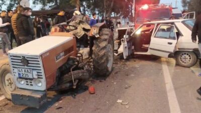 Bursa’da ilginç kaza! Traktör ile otomobil kafa kafaya…