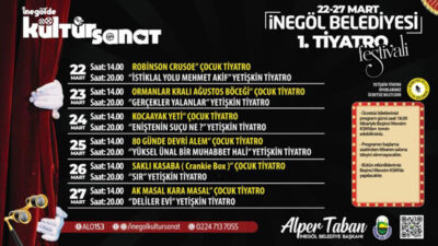 İnegöl Belediyesi, 27 Mart Dünya Tiyatro Günü kapsamında 6 gün