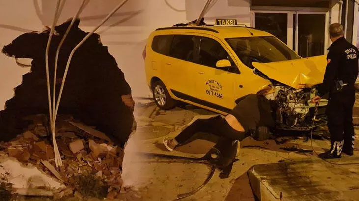 Freni boşalan traktör dehşet saçtı! Park halindeki ticari taksiye çarparak durdu Freni boşalan traktör dehşet saçtı! Park halindeki ticari taksiye çarparak durdu