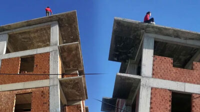 Yürekleri ağza getiren an! Genç kadın binanın çatısına çıktı