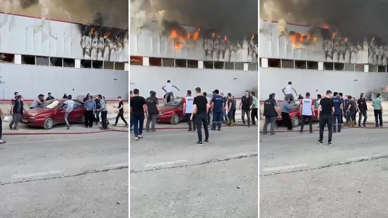 Bursa’daki fabrika yangınından yeni görüntüler Bursa’da ısı yalıtım fabrikasındaki yangını söndürme çalışmaları sırasında ilginç görüntüler