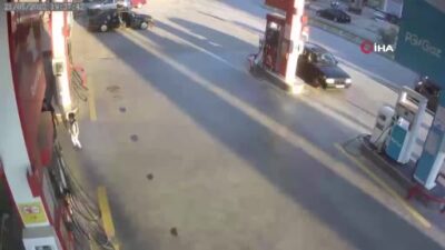 Akaryakıt istasyonunda panik anları