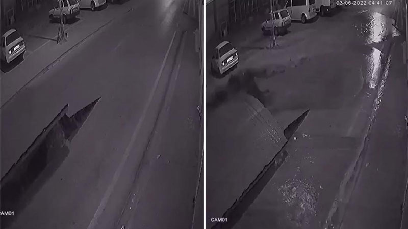 Su borusu patlayınca yol yarıldı