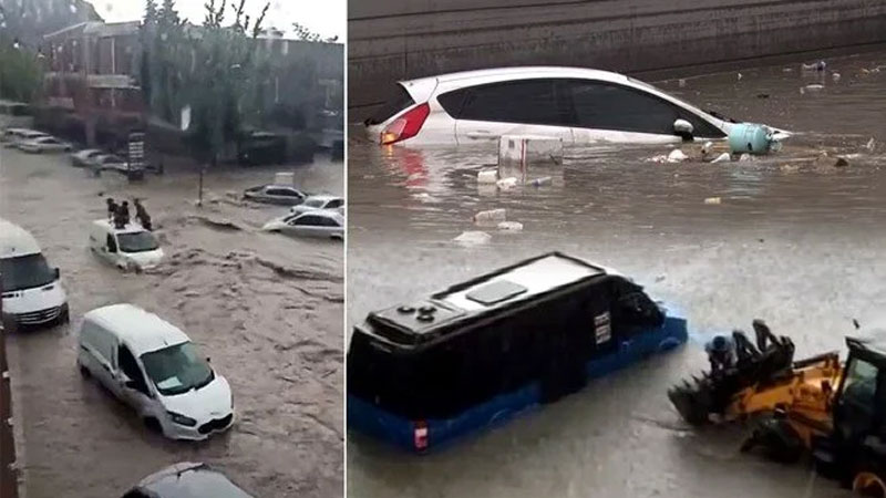 Ankara’yı sel vurdu! Araçlar suya gömüldü Ankara’yı sel vurdu! Araçlar suya gömüldü