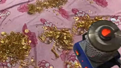 9 kilogram altın çalıp eritmeye çalışırken yakalandılar