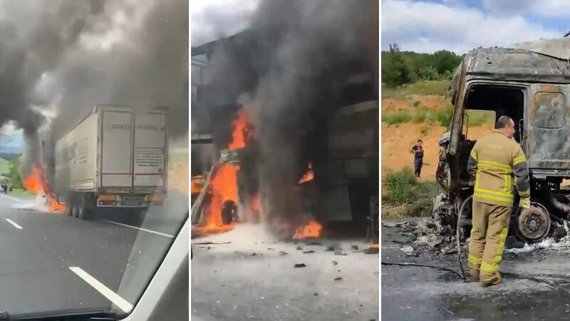 Bursa’da korku dolu anlar Bursa'da seyir halindeyken yanan TIR küle döndü. O anlar vatandaşlar