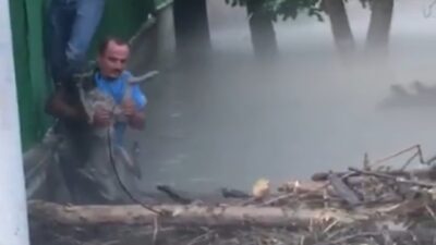 Bursa’da selde mahsur kalan köpeği ekipler kurtardı