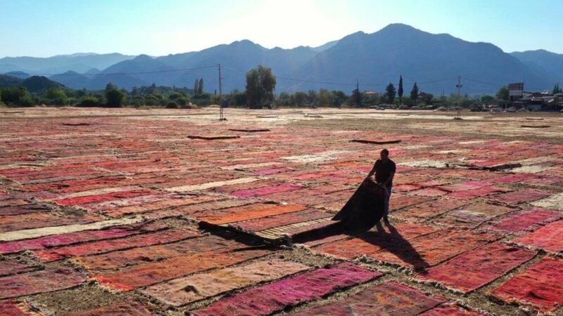 Antalya'nın Döşemealtı ilçesinde, renklerini pastele dönüştürmek ve mikroplardan arındırmak için