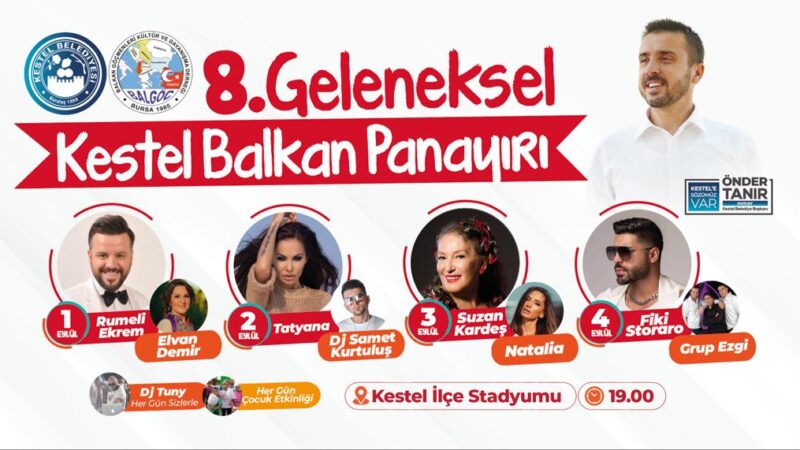 Kestel’de Balkan Panayırı heyecanı! Ünlü sanatçılar sahne alacak Kestel Belediyesi ve BAL-GÖÇ işbirliğiyle bu yıl sekizincisi düzenlenecek olan