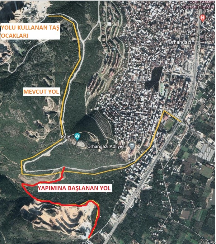 Bursa’da taş ocaklarına belediye eliyle özel yol!