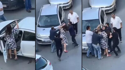 Yol ortasında kadınların saç başa kavgası! Küfürler havada uçuştu