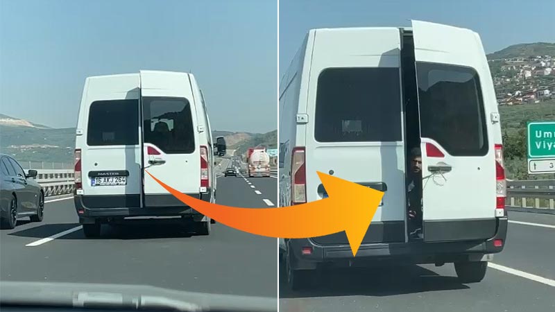 Görüntüler Bursa’dan… Otobanda tehlikeli yolculuk