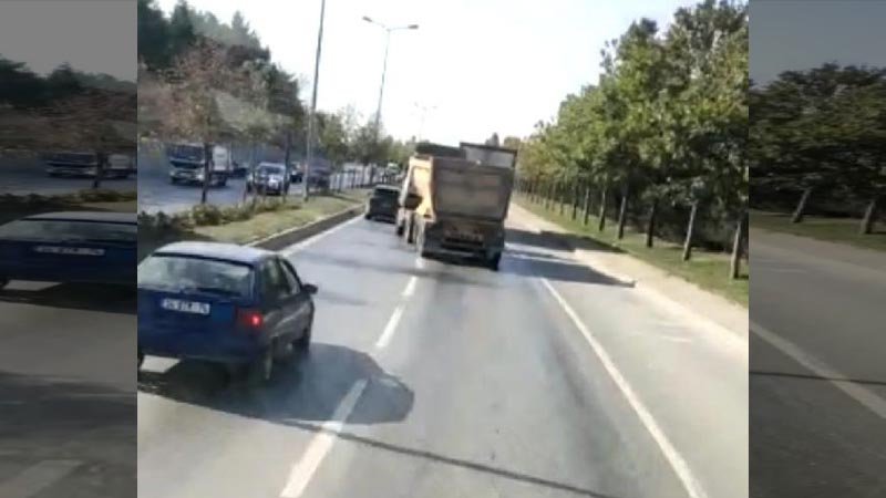 Pes dedirten olay! Hafriyat kamyonuyla drift