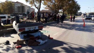 Bursa’da ehliyetsiz sürücünün kullandığı otomobil takla attı