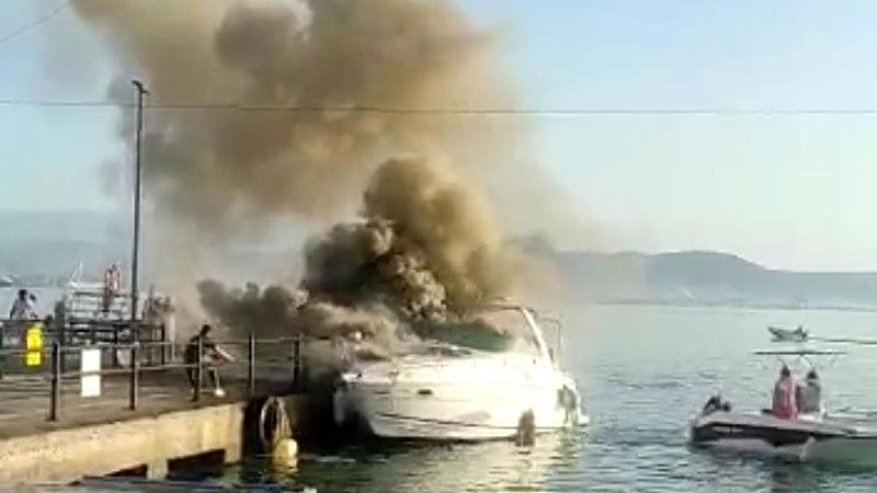 Bursa’da özel yatta patlama sonrasında yangın çıktı. Alevlerin arasında kalan