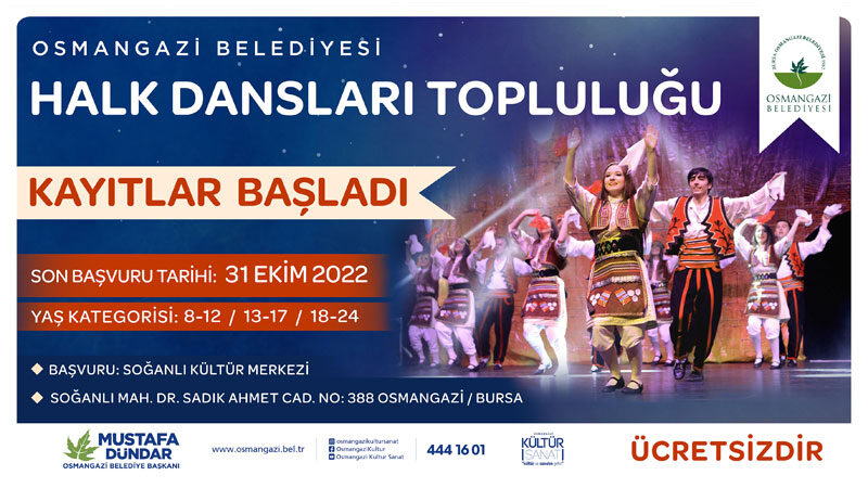 Osmangazi Belediyesi Halk Dansları Topluluğu’nun yeni dönem kayıtları başladı.