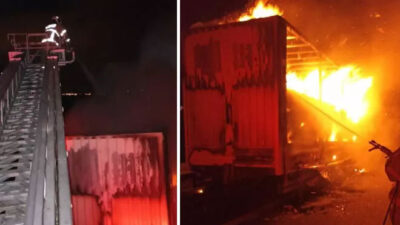 TIR’da yangın çıktı; 20 ton kağıt yandı