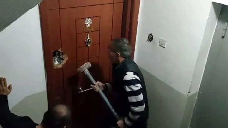 Kapı balyozla kırılarak kurtarıldı! Ağlamaları duyan komşular yardıma koştu