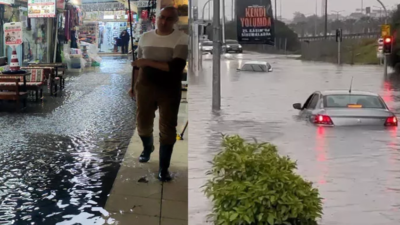 İzmir sağanak yağışa teslim oldu! Kemeraltı Çarşısı ve caddeler göle döndü, araçlar suya gömüldü…