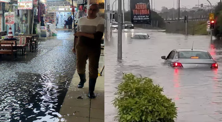 İzmir sağanak yağışa teslim oldu! Kemeraltı Çarşısı ve caddeler göle döndü, araçlar suya gömüldü… İzmir sağanak yağışa teslim oldu! Kemeraltı Çarşısı ve caddeler göle döndü, araçlar suya gömüldü…