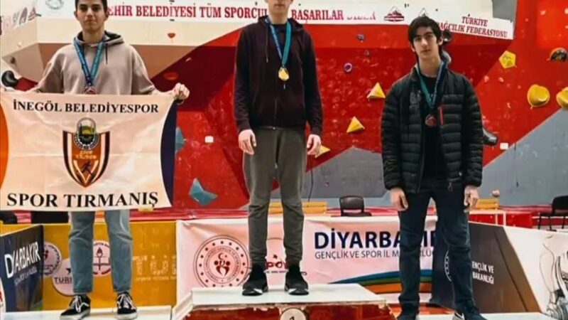 İnegöllü sporcuılar Diyarbakır’dan dereceyle döndü Diyarbakır’da düzenlenen Spor Tırmanış Boulder Gençler Küçükler A-B Şampiyonasına katılan