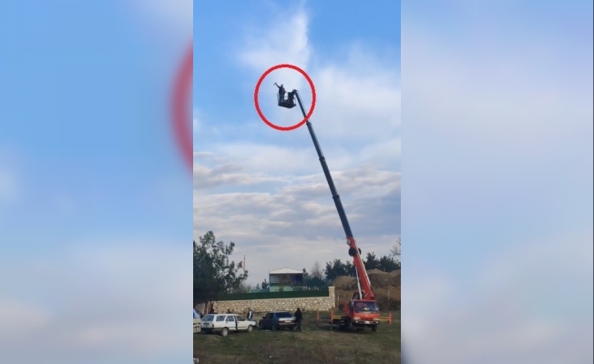 Yer: Bursa… Alkollü maganda vincin tepesine çıkıp…