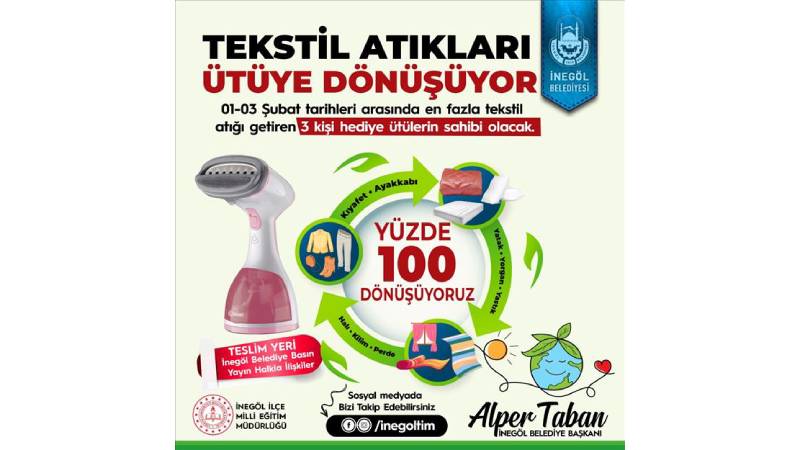 Tekstil Atıkları İnegöl Belediyesi ile ütüye dönüşüyor Tekstil Atıkları İnegöl Belediyesi ile ütüye dönüşüyor