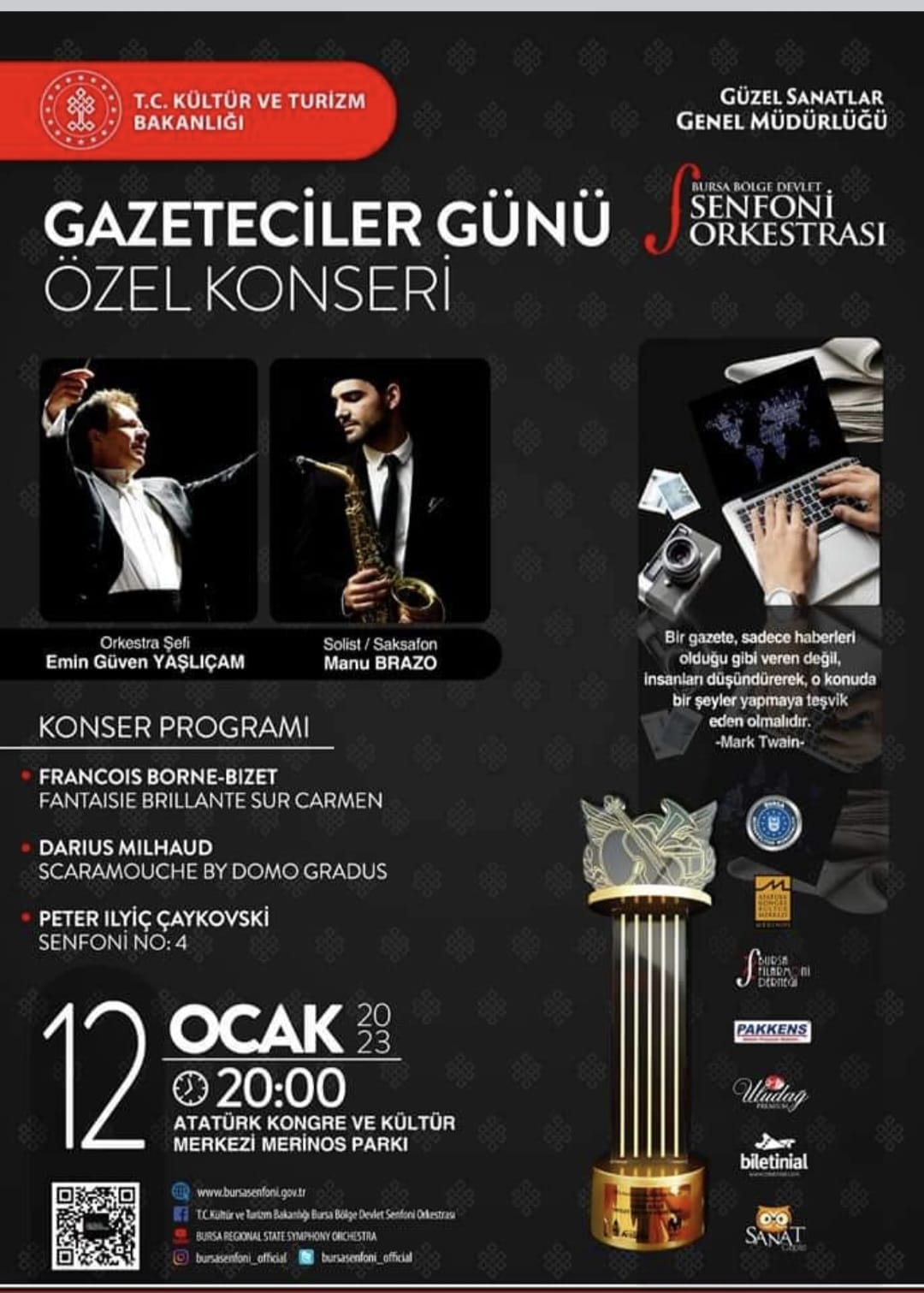 Bursa'da 'Gazeteciler Günü'ne özel konser 1 konser