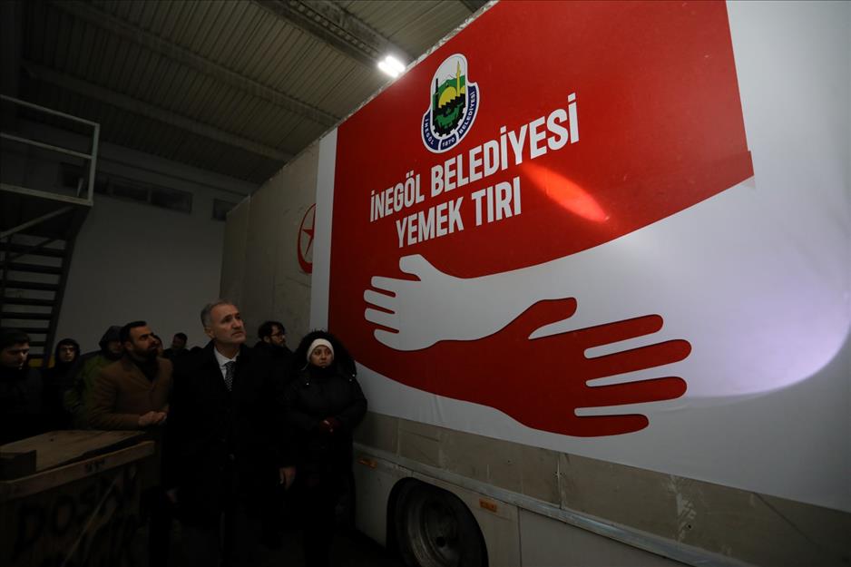 İnegöl Belediyesi yemek TIR’ı deprem bölgesine hareket etti