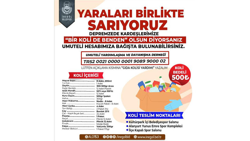 Umuteli’nden deprem bölgesi için gıda kolisi kampanyası