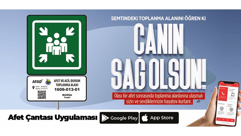 İnegöl’ün acil toplanma alanları Afet Çantası uygulamasında