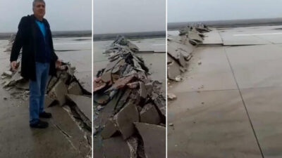 Hatay’da havalimanının pisti yarıldı