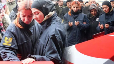 Depremde hayatını kaybeden astsubaya kızlarından üniformalı veda