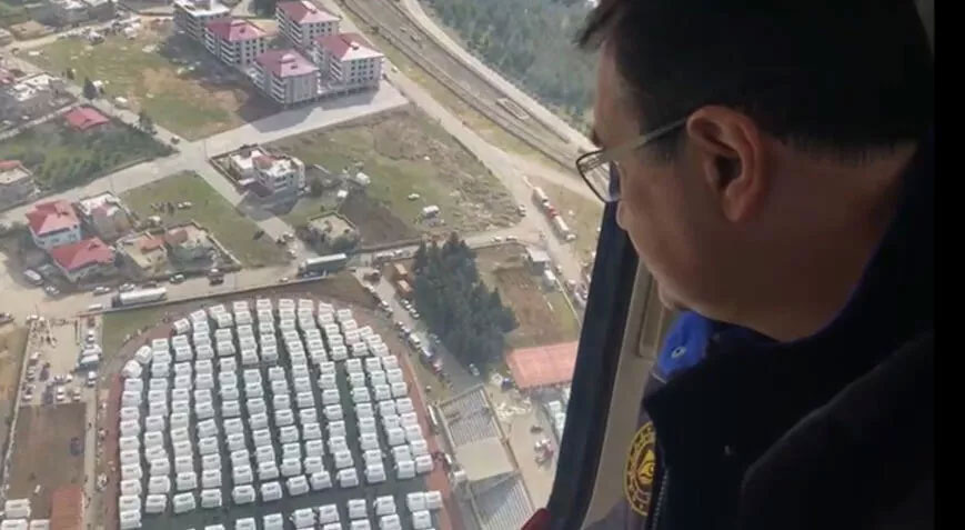 Bakan Dönmez İslahiye’de deprem bölgesini havadan inceledi