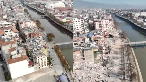 İşte Hatay merkezin depremden öncesi ve sonrası