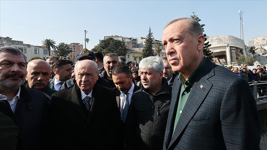 Cumhurbaşkanı Erdoğan ve Bahçeli, deprem bölgesinde